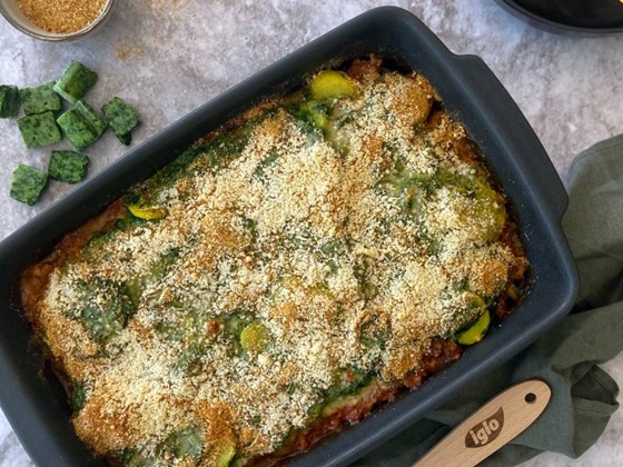 Ovenschotel Spinazie a La Creme met vegetarisch gehakt