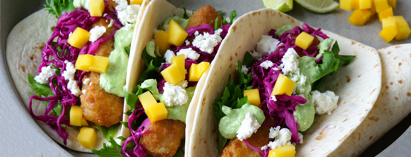 Wrap met crispy fingers en mango