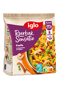 Iglo Roerbak Sensatie Paella met garnalen & kipfilet 