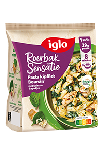 Iglo Roerbak Sensatie Pasta met kipfilet, spinazie & Boursin