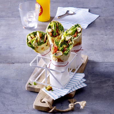 Curry-spinaziewraps met kip