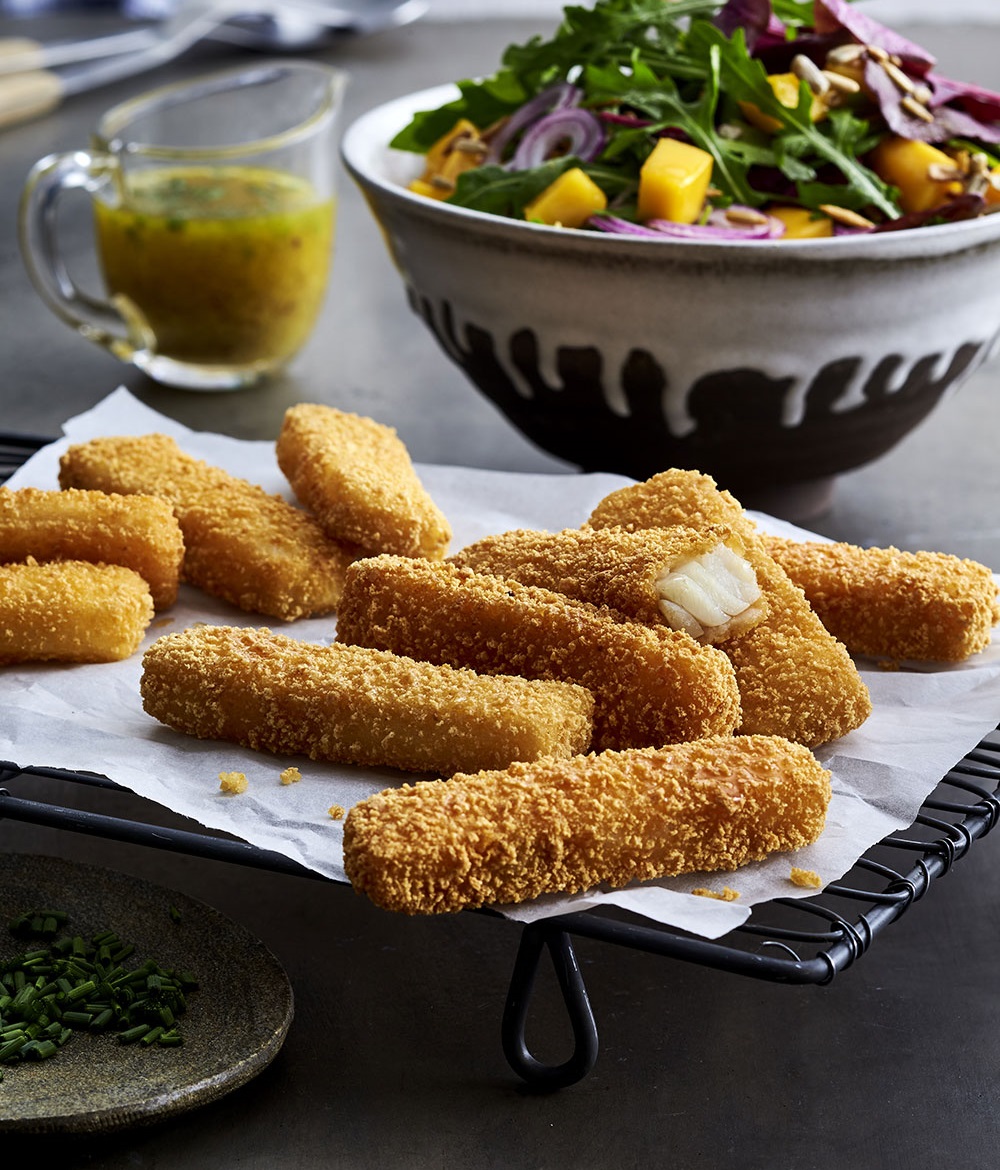 glutenvrije vissticks met salade