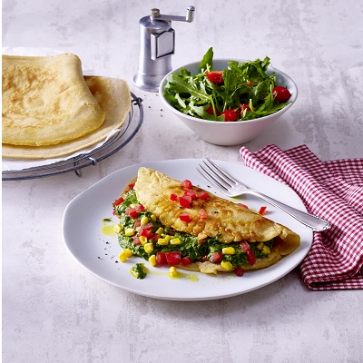 Lactosevrije pannenkoeken met spinazievulling