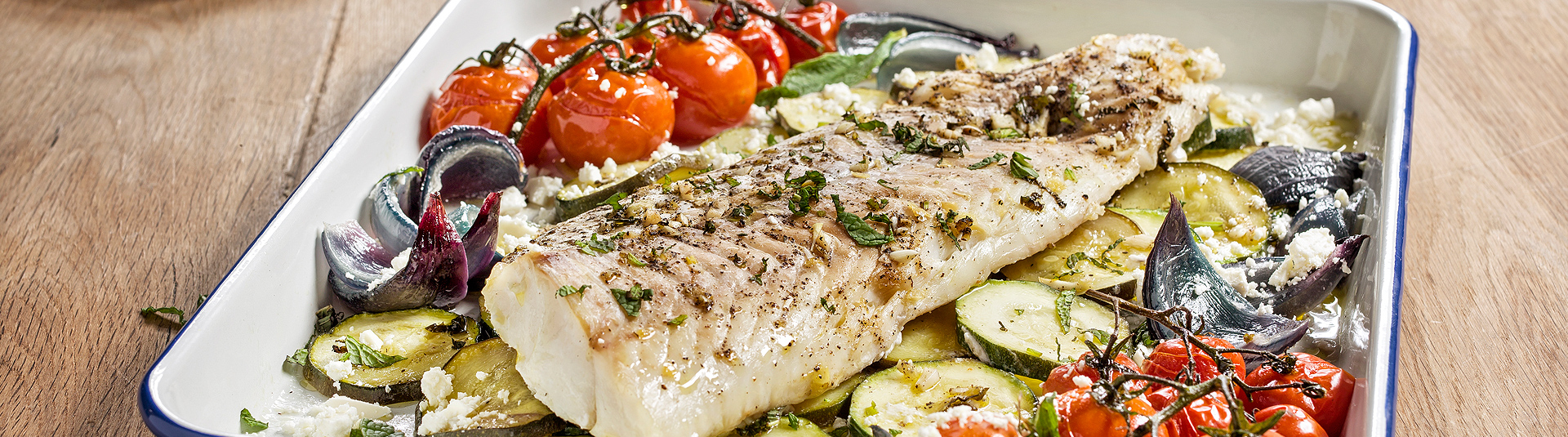 Kabeljauw uit de oven met mediterraanse groenten