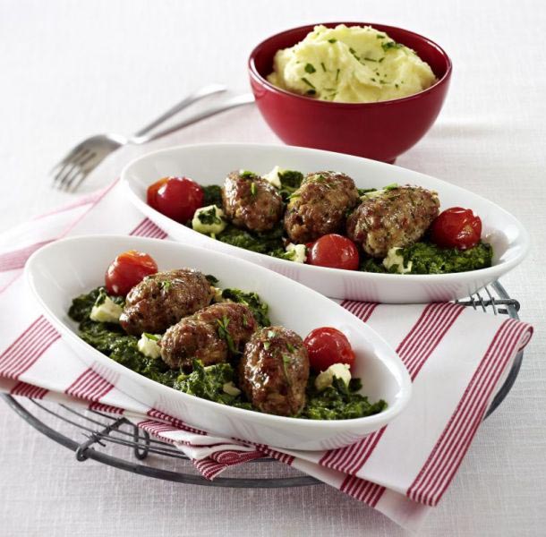 Pittige gehaktballen met Spinazie à la Crème
