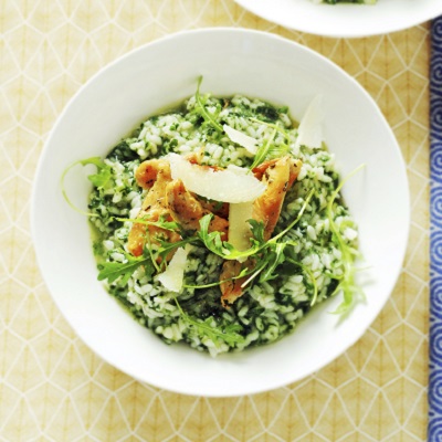 Risotto met spinazie en kip